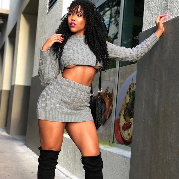 Knit Sweater Skirt Set